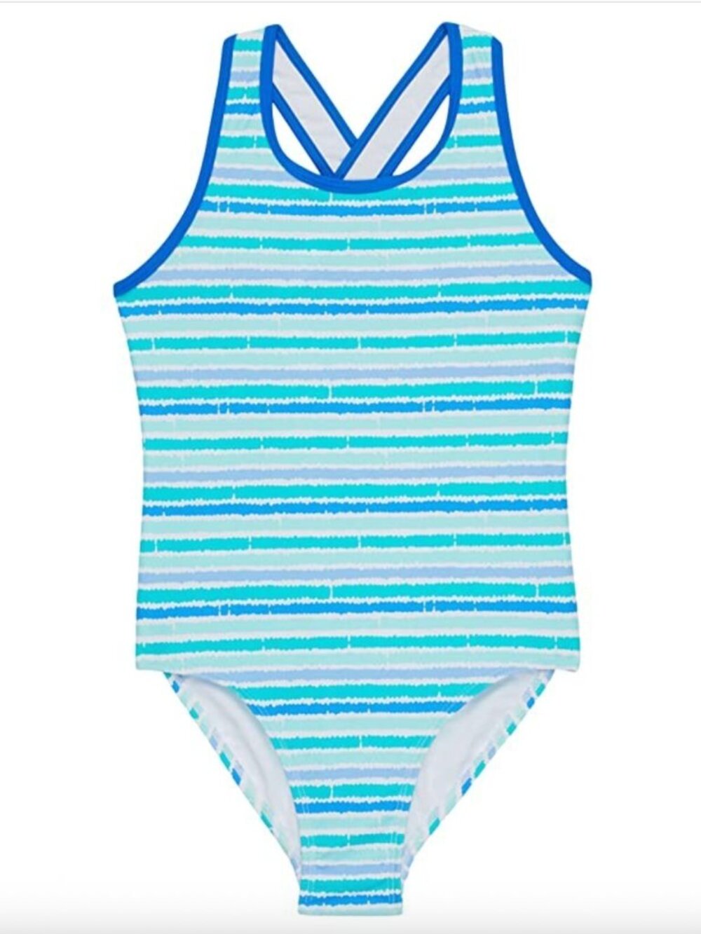 L.L.Bean Girls Watersports One-Piece Swimsuit (Beach Glass Stripe) - 8